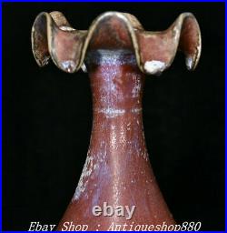 14 Old China Shang Dynasty Jun Kiln Porcelain Lotus Mouth Zun Wine Vase Bottle