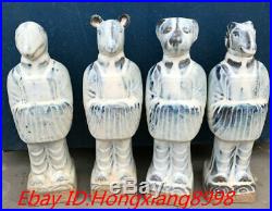 14'' Old China Tang Dynasty Jun Porcelain 12 Zodiac Tiger Monkey Statue Set