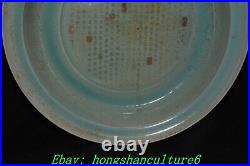 14 Old Chinese Dynasty Ru Kiln Porcelain Poetry Word Pen wash Plate Tray Dish