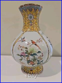 14 Qianlong Marked Chinese Color Enamel Porcelain Flower Bird Vase