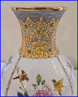14 Qianlong Marked Chinese Color Enamel Porcelain Flower Bird Vase