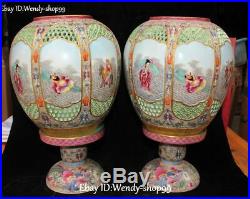 14 Rare Color Porcelain Phoenix Bird Eight Immortals God Vase Bottle Jar Pair