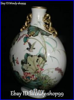 14 Top Emerald Color Porcelain Gilt Lotus Flower Bird Tank Pot Canister Jar