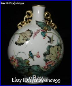 14 Top Emerald Color Porcelain Gilt Lotus Flower Bird Tank Pot Canister Jar