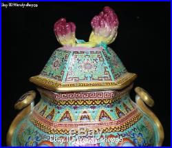 15Enamel Color Porcelain Gold Gilt Fruit Bird Ruyi Flower Incense Burner Censer