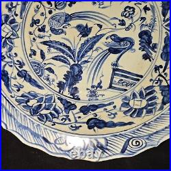 15.3 Old china ming dynasty xuade mark blue white Porcelain flower bird plate