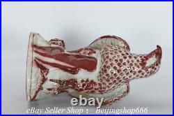 15.8 Old Chinese underglaze red Porcelain Fengshui Eagle Bird Statue Pair