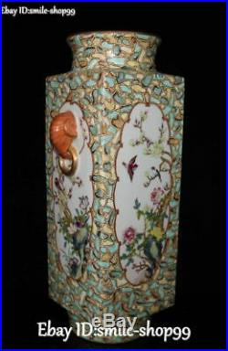 15 Enamel Color Porcelain Magpie Bird Flower Elephant Square Pot Vase Bottle