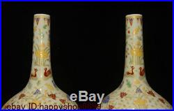 15 Folk Chinese Porcelain Palace Mandarin Duck Bird Flower Bottle Vase Pot Pair