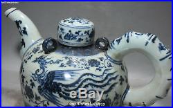 15 Old White Blue Porcelain Phoenix Bird Wine Pot Kettle Bottle Flagon Statue