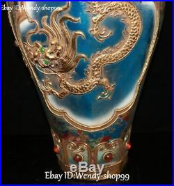 15 Porcelain Gold Gem Dragon Loong Phoenix Bird Animal Tank Pot Canister Jar
