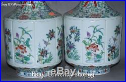15 Top Famille Rose Porcelain Magpie Bird Lotus Flower Vase Bottle Jar Pot Pair