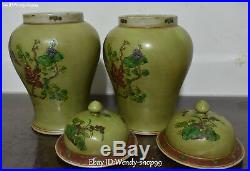 15 Unique Wucai Porcelain Phoenix Bird Flower Tank Pot Jar Crock Canister Pair