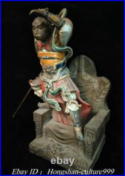 16Old Shiwan Porcelain Qitian Dasheng Sun Wukong Monkey King God Buddha Statue