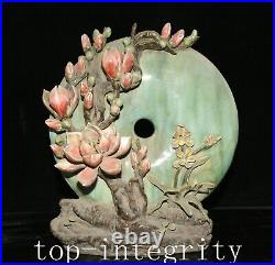 16.1'' Old China Wucai Porcelain Load Ferdicappe Flower Yu Bi Bird Birds Statue