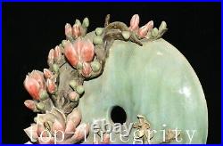 16.1'' Old China Wucai Porcelain Load Ferdicappe Flower Yu Bi Bird Birds Statue