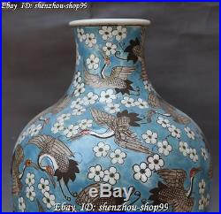 16 China Color Porcelain Crane Bird Vase Bottle Pitcher Jar Kettle Statue Pair