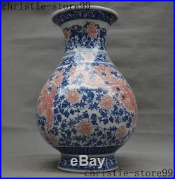 16 Chinese Blue White porcelain Phoenix bird Flower Bottle Pot Vase Jar statue