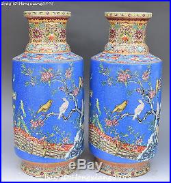 16 Chinese Colour Porcelain Bird Birds Tree Bottle Pot Vase Jar Jug Statue Pair