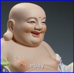 16 Dehua Colour Porcelain Auspicious Ru Yi Happy Maitreya Buddha Bead Statue