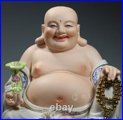 16 Dehua Colour Porcelain Auspicious Ru Yi Happy Maitreya Buddha Bead Statue