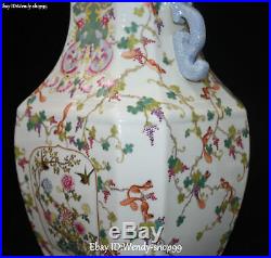 16 Grade A Color Porcelain Magpie Bird Peony Flowe Grape Vase Bottle Flask Pot