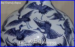 16 Huge Chinese Blue White Porcelain Crane Cranes Bird Vase Bottle Jug Pitcher