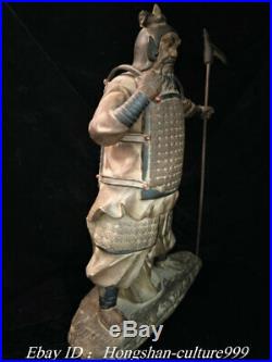 17Old China Shiwan Porcelain Ancient warrior cavalier paladin General Statue