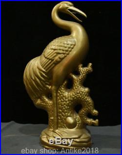 17.2 Chinese Porcelain Gilt Crane Cranes Bird Lucky Statue Sculpture Decoration