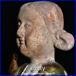 17.3 Tang Dynasty San Cai Porcelain People Person Beauty Belle Bird Statue
