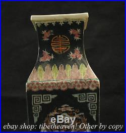17.6 Marke Old China Black Wucai Porcelain Palace Phoenix God Bird Bottle Vase