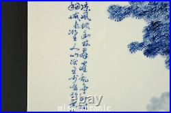 17.9 Republic China Old dynasty mark Porcelain Blue white flower bird Statue