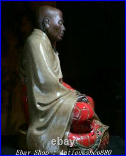 17 Old Chinese Marked Shiwan Porcelain Six Ancestor Masters Monk Buddha Statue