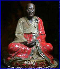 17 Old Chinese Marked Shiwan Porcelain Six Ancestor Masters Monk Buddha Statue