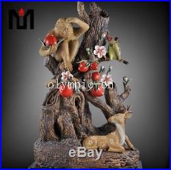 17'' chinese ceramic porcelain Sculpture auspicious monkey deer flower bird