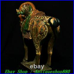 18Old China Dynasty Tang Sancai Porcelain Tang Horse Horses Animal Statue