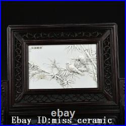 18.5 Old Porcelain Qing dynasty guangxu White glaze bamboo bird screen Statue
