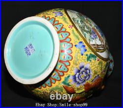 18.5 Qianlong Enamel Colour Porcelain Gilt Flower Bird Double Ears Bottle Vase