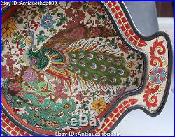 18 Chinese Wucai Porcelain Peacock Peafowl Bird Fish Flower Statue Tray Plate