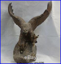 18 Chinese pottery WuCai Porcelain Lucky Ferocious Raptor Hawk Eagle Bird Statue