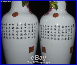 18 Enamel Color Porcelain Magpie Bird Tree Flower Vase Bottle Flask Pot Pair