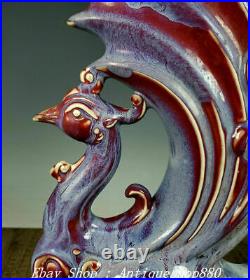 18 Old China Song Dynasty Jun Kiln Porcelain Phoenix Phenix Zun Animal Statue