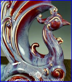 18 Old China Song Dynasty Jun Kiln Porcelain Phoenix Phenix Zun Animal Statue