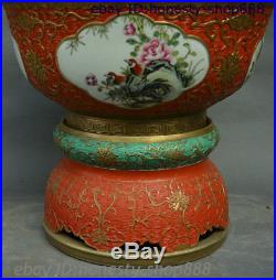 18 Old Chinese Exquisite Porcelain Gild Flower Bird Pattern Chafing Dish Hot Pot