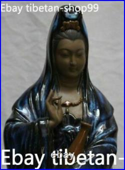 18 Old Shiwan Porcelain Stand Kwan-Yin Guan Yin Bodhisattva Goddess Vase Statue