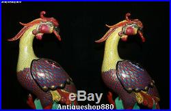 18 Top Enamel Painted Porcelain Phoenix Phenix Fenghuang Birds Statue Pair