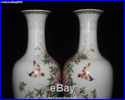 18 Unique China Wucai Porcelain Magpie Birds Flower Bottle Vase Jar Statue Pair