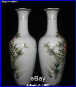 18 Unique China Wucai Porcelain Magpie Birds Flower Bottle Vase Jar Statue Pair