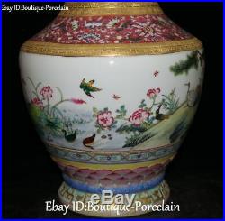 18 Unique Enamel Wucai Porcelain Flower Parrot Bird Tree Pot Vase Bottle Flask