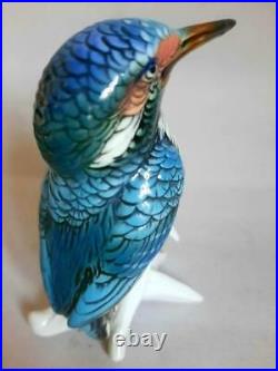 1900 Ernst Bohne Söhne Germany Vintage Porcelain Statue Figurine Bird Kingfisher